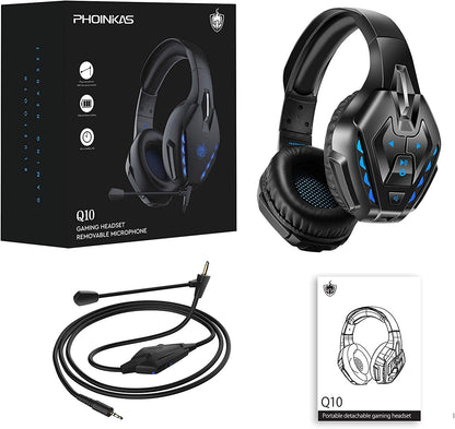 Wireless Bluetooth Gaming Headset with Detachable Noise Canceling Mic, Wired Connectivity for PS4, Xbox One, PC, Nintendo Switch, Mobile Devices - Up to 40 Hours Battery Life"