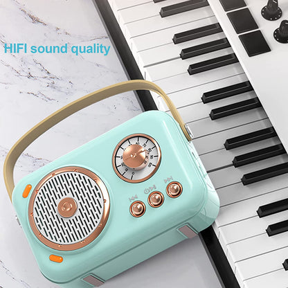 Home Karaoke Machine - Portable Bluetooth Speaker with Microphone Set, Retro Design for Kids and Adults, Ideal for Home Parties and Birthdays - Blue