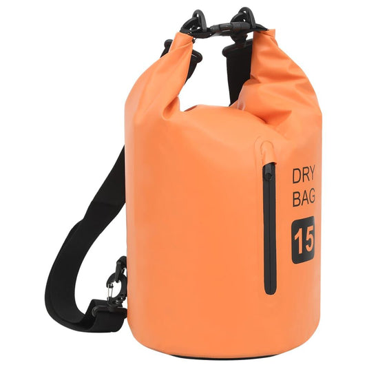 Orange PVC Dry Bag with Zipper - 4 Gallon Capacity