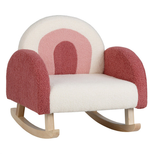 Children's Velvet Upholstered Rocking Chair with Solid Wood Legs