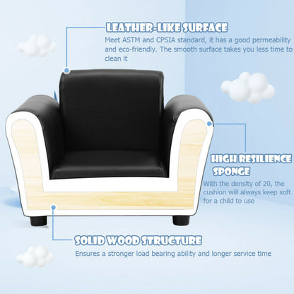 Children's Upholstered Sofa with Armrest and Ottoman