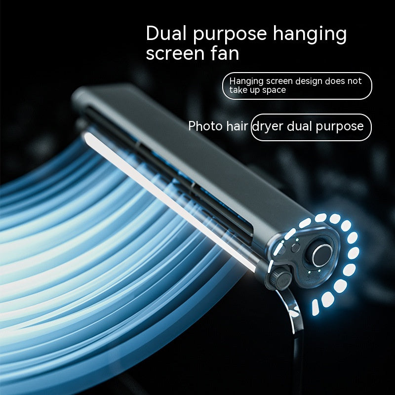 Multi-Functional Bladeless Fan with Lighting, Laptop Clip, Hanging Screen Mount