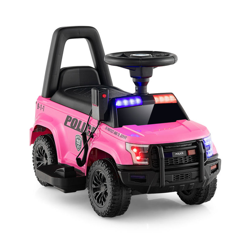 6V Children's Police Car Ride-On with Authentic Megaphone and Flashing Siren Lights