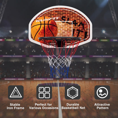 Premium Wall-Mounted Basketball Backboard Set with Hoop and Dual Nets