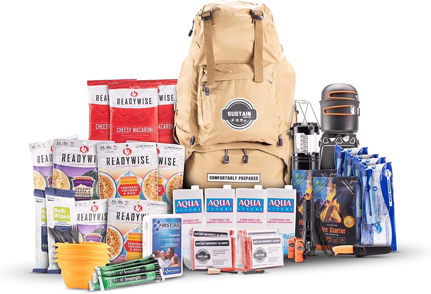 Emergency Survival Kit & Backpack, 2 Person, 72 Hours, Disaster Preparedness Go-Bag for Various Emergencies Including Food, Water, Blankets & First Aid