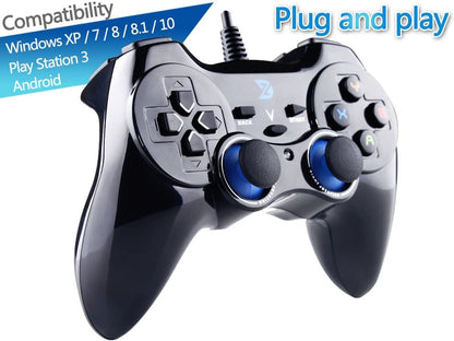 USB Wired Gaming Controller Gamepad for PC/Laptop (Windows XP/7/8/10/11) & PS3 & Android & Steam - Black