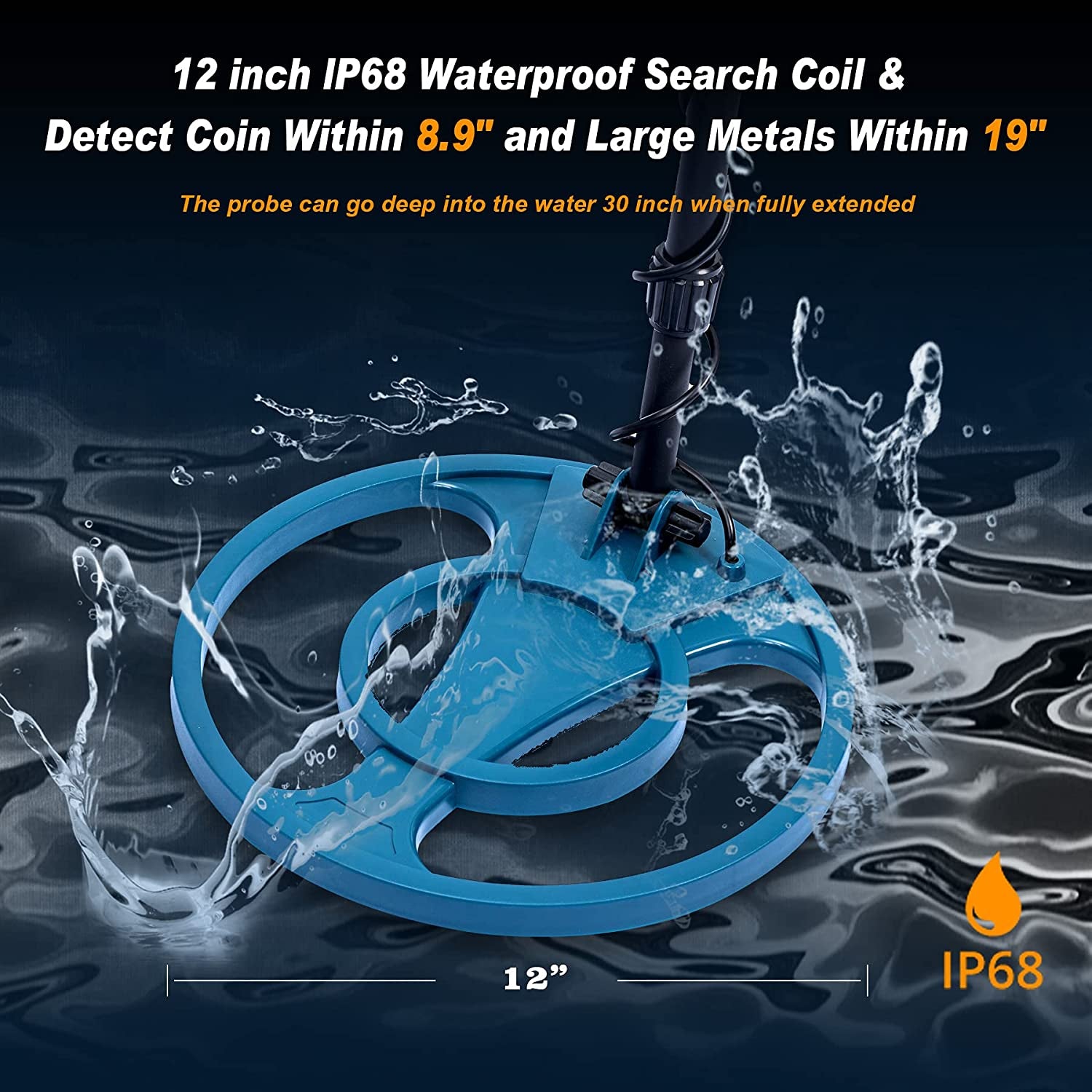 Professional Metal Detector for Adults & Kids Waterproof - 12'' IP68 Waterproof Search Coil, 6 Modes - Professional High Accuracy Gold Detector with LCD Display, Advanced DSP Chip, Tool&Accessories
