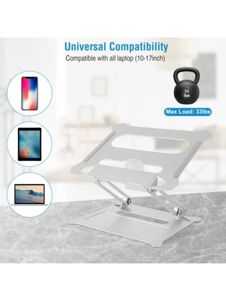 Aluminum Angle Adjustable Laptop Stand: Professional Computer Holder with Heat Ventilation and Notebook Elevator