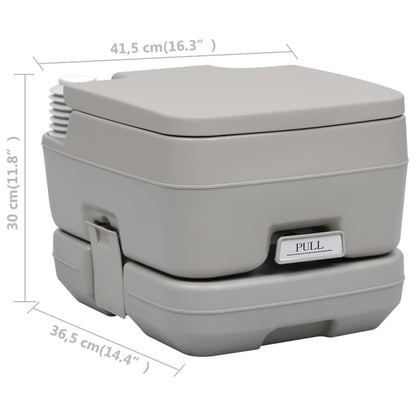 Compact Gray Camping Toilet with 2.6+2.6 Gallon Capacity