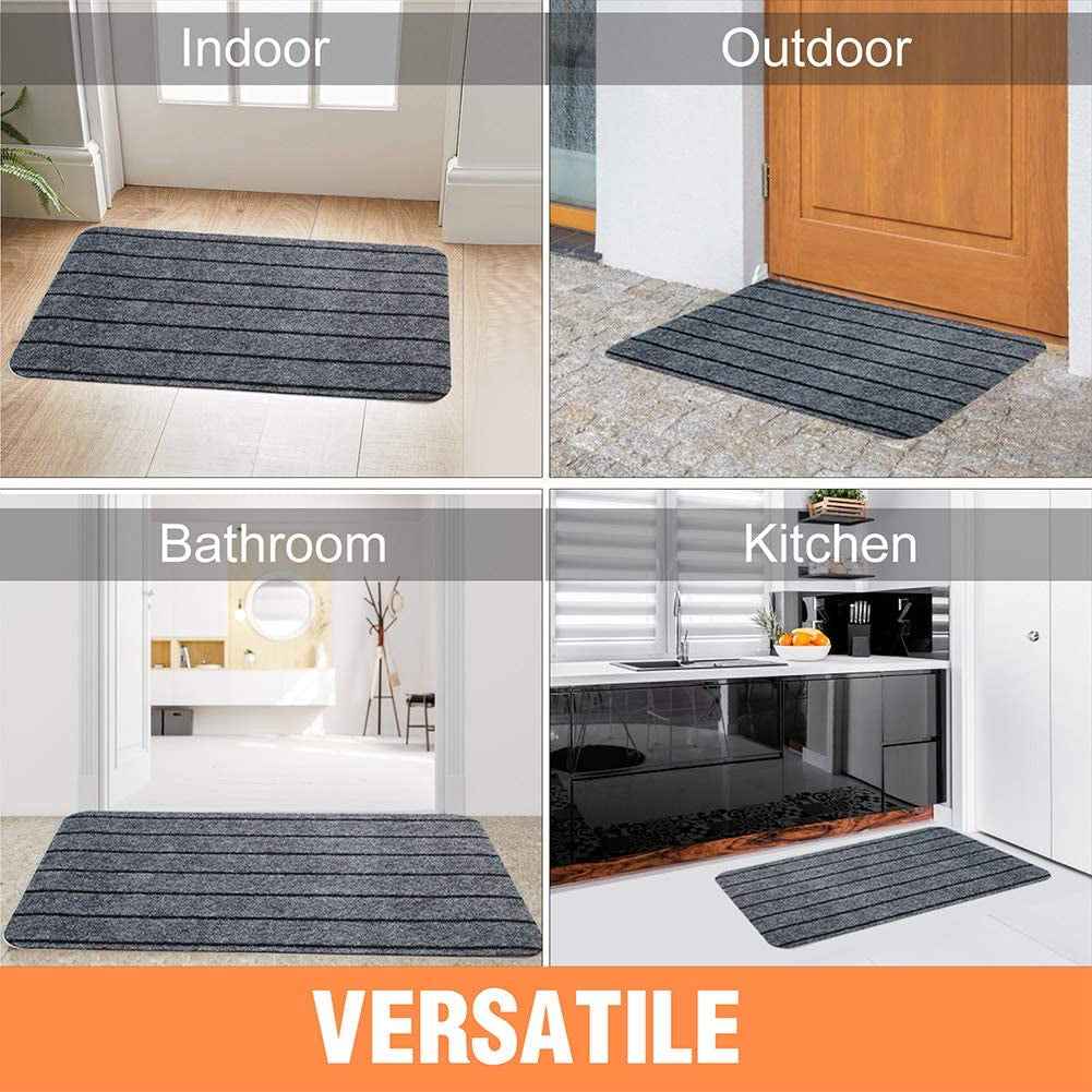 Door Mat outside inside with Non-Slip Rubber Backing, 2-Pack 17" X 30" Doormat for Entrance Way Outdoor Indoor, Entryway, Home Floor Mat, Machine-Washable, Low Profile
