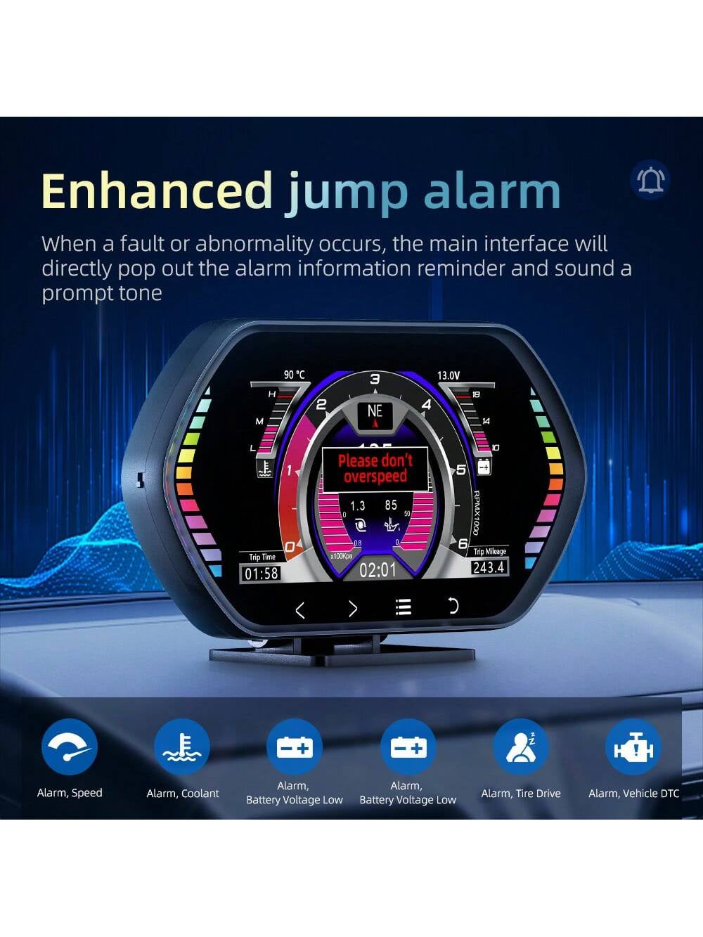 Professional title: "Advanced OBD2 Multi-Data Monitor with Head-Up Display - Accurate and Fast Response - Plug and Play HUD - Digital OBDII Speedometer for Cars 2008 and After (F12)"