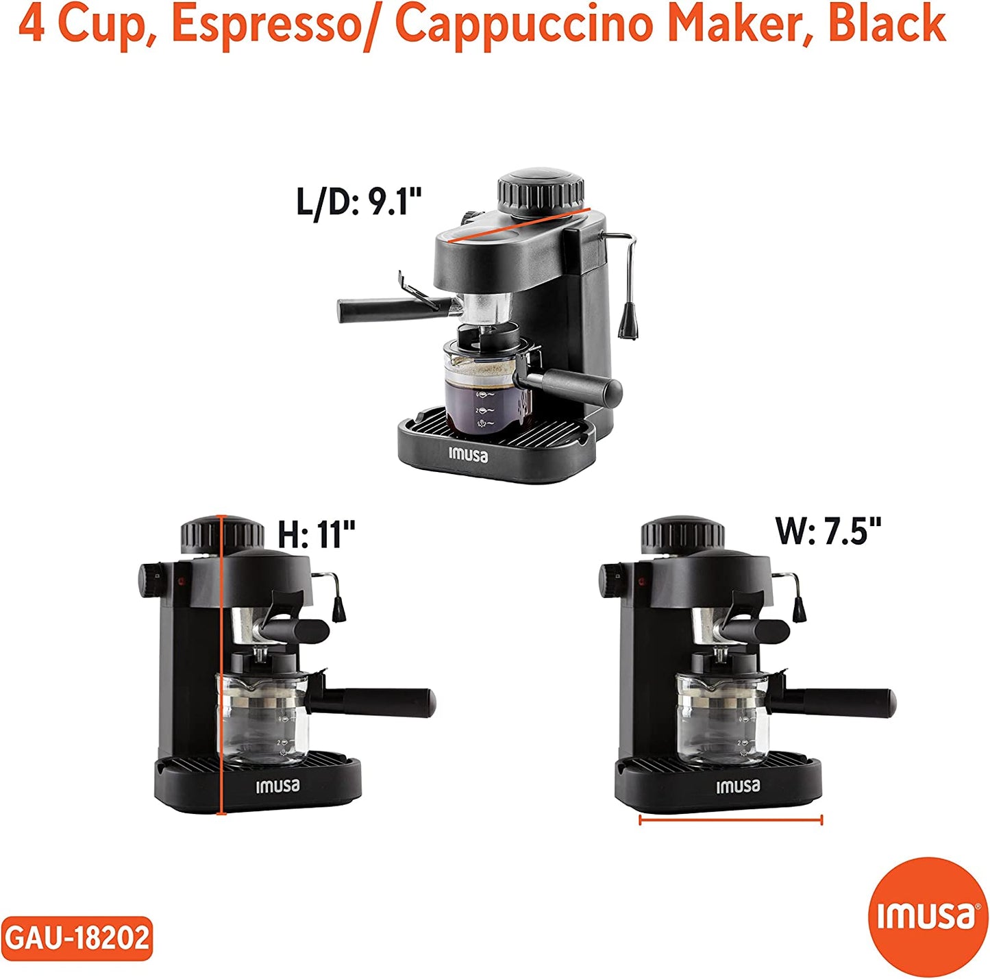 4-Cup Espresso/Cappuccino Maker Black