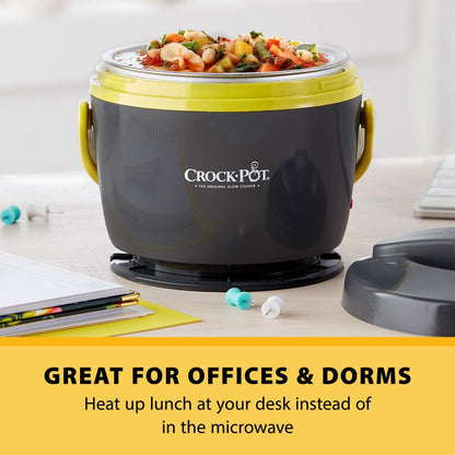 Portable Electric Lunch Box by Crockpot: On-The-Go Food Warmer, 20-Ounce Capacity, Grey/Lime Color