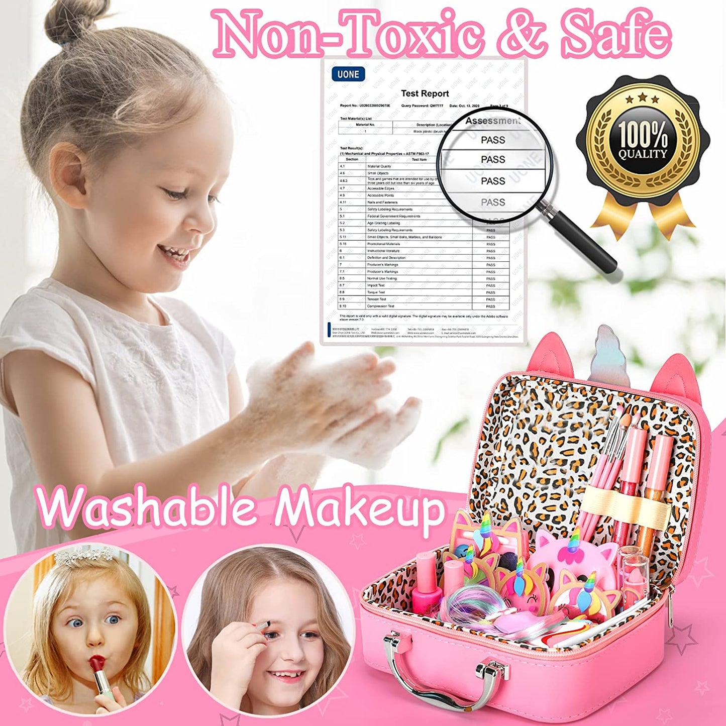 Educational Washable Makeup Set for Girls - Complete Makeup Kit for Children, Promotes Creativity and Role-Playing - Perfect Christmas or Birthday Gift for Girls Ages 3-10