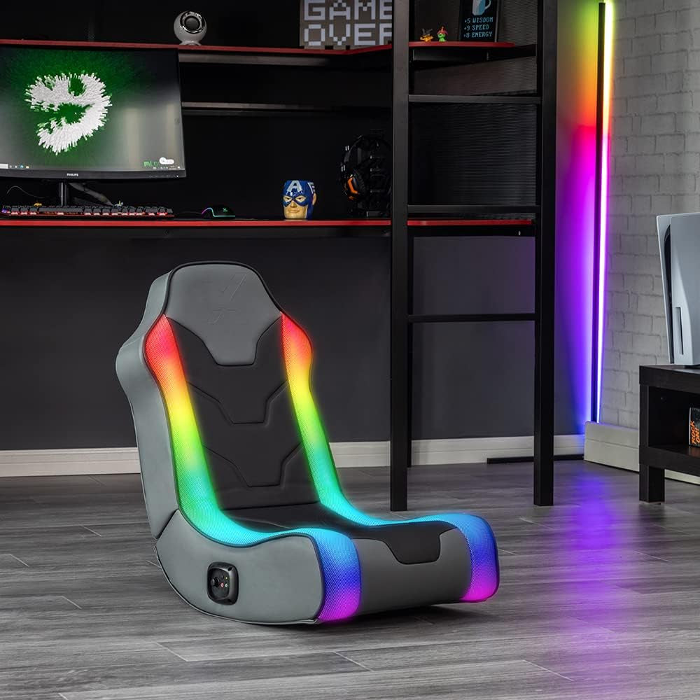 RGB Floor Rocker, LED Gaming Chair with Integrated Speakers, Gaming System Compatibility, Easy Setup for Immersive Gaming Experience
