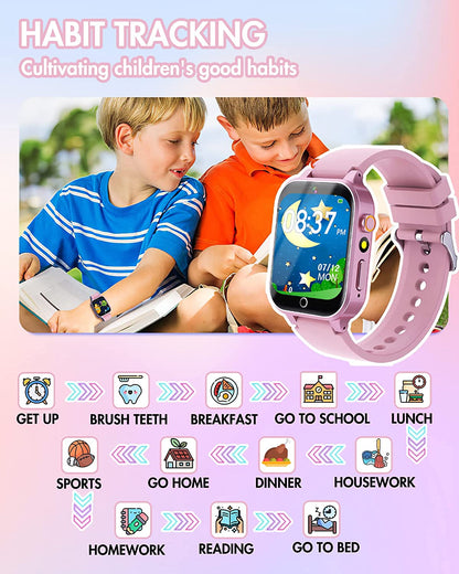Children's Smart Watch - Educational Gift for Girls and Boys (Ages 6-12) - Pink