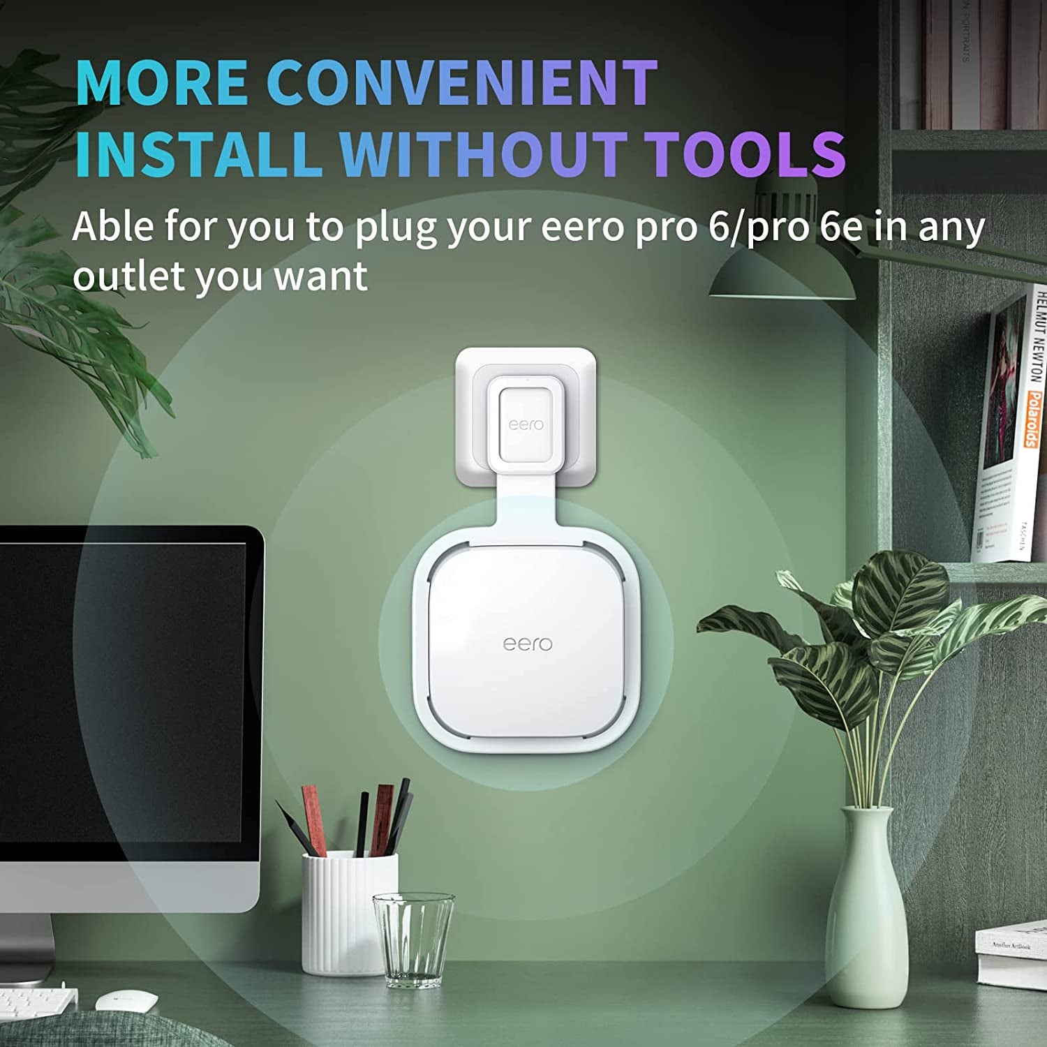 Upgraded Wall Mount Holder for Eero Pro 6E/Pro 6 Mesh Wi-Fi System - Outlet Wall Mount Stand Bracket for Eero Pro 6E Tri-Band Mesh - Wall Bracket for Eero Pro 6 Extender Router Wire Organizer (3-Pack)