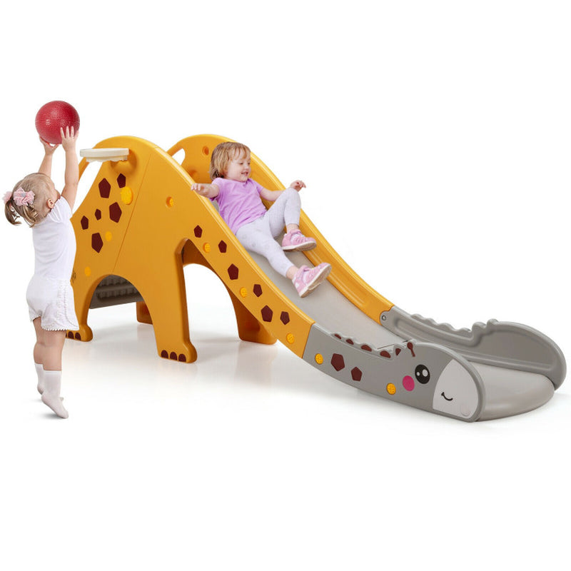 Multifunctional Children's Climber Slide Play Set with Integrated Basketball Hoop