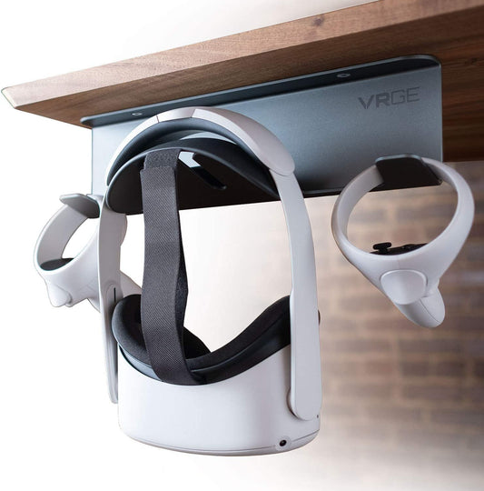 Metal VR Stand, Under Desk Storage Display Hook Organizer for VR Headsets Compatible with Oculus Rift S Quest 2, HTC Vive Pro, PS5 VR2, Valve Index, Vive Cosmos