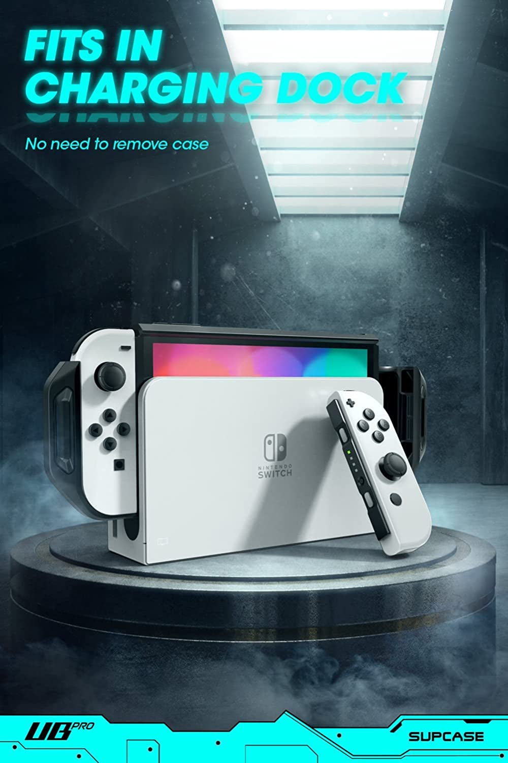 Rugged Protective Case for Nintendo Switch OLED Model - Dockable Unicorn Beetle Pro Series (Frostblack)