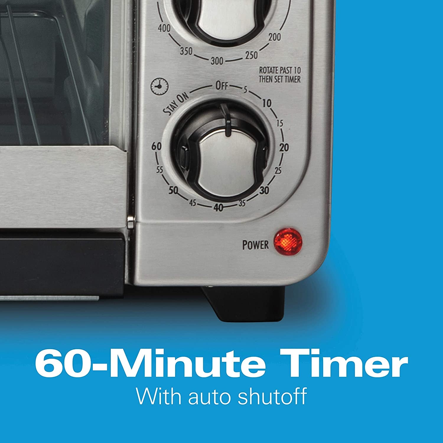 Multifunctional Stainless Steel Countertop Toaster Oven with Long Slot 2 Slice Toaster, 60 Minute Timer, Automatic Shut Off, and Shade Selector