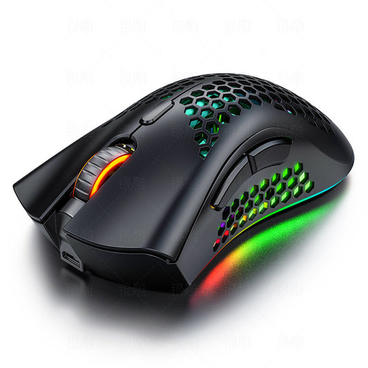 Wireless Rechargeable Gaming Mouse with Silent Clicks and A3 Hole Design