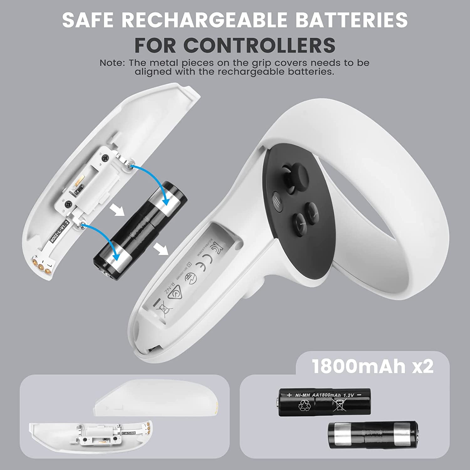 VR Charging Dock for Oculus Quest 2: Charging Station with Rechargeable Batteries, USB-C Charger, and Elite Strap Compatibility