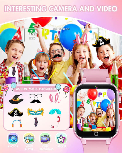 Children's Smart Watch - Educational Gift for Girls and Boys (Ages 6-12) - Pink