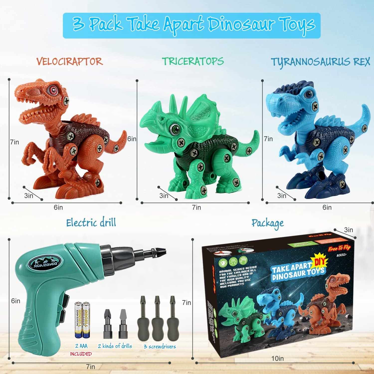 STEM Dinosaur Toy: Educational Take Apart Toy for Kids - Learning Building Construction Set with Electric Drill - Ideal Birthday Gift for Toddlers, Boys, and Girls aged 3-8.