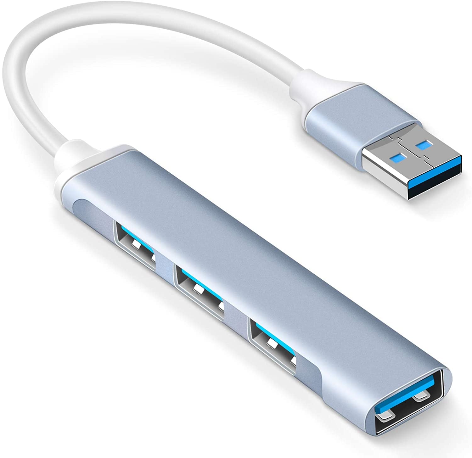 Ultra Slim Portable USB Hub Expander with 4 Port USB 3.0 and 2.0 Hub, USB Adapter Station for Laptop, iMac Pro, MacBook Air, Mac, Notebook PC - Aluminum USB Splitter