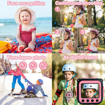 Waterproof Kids Camera - High Definition Digital Video Camcorder for Children, Gift for Girls, Ages 3-14, Perfect for Underwater Adventures and Pool Fun