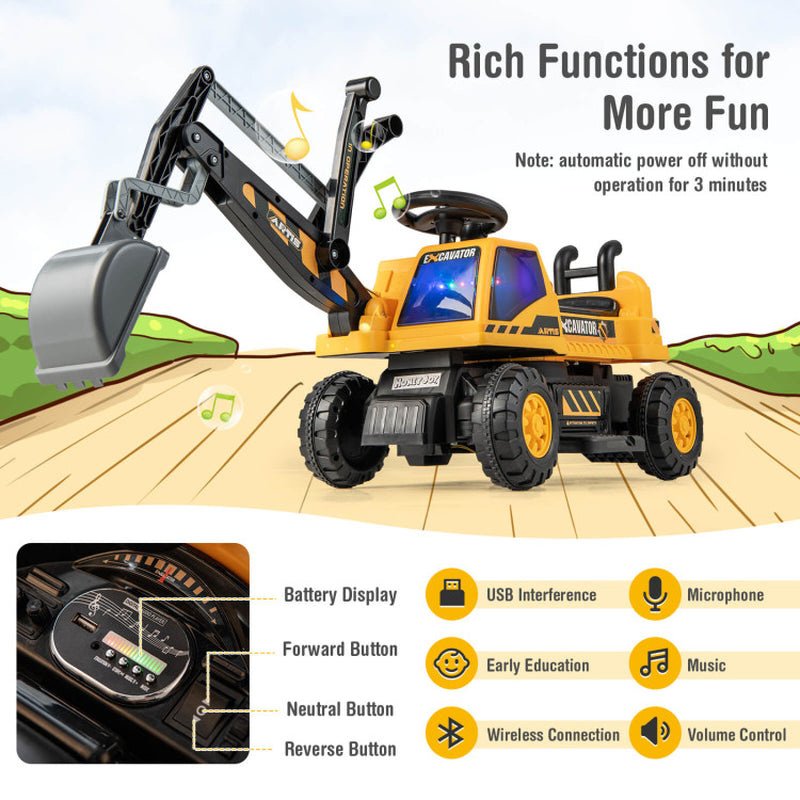 ASTM Certified Kids' Ride-On Bulldozer with Front Digger Shovel