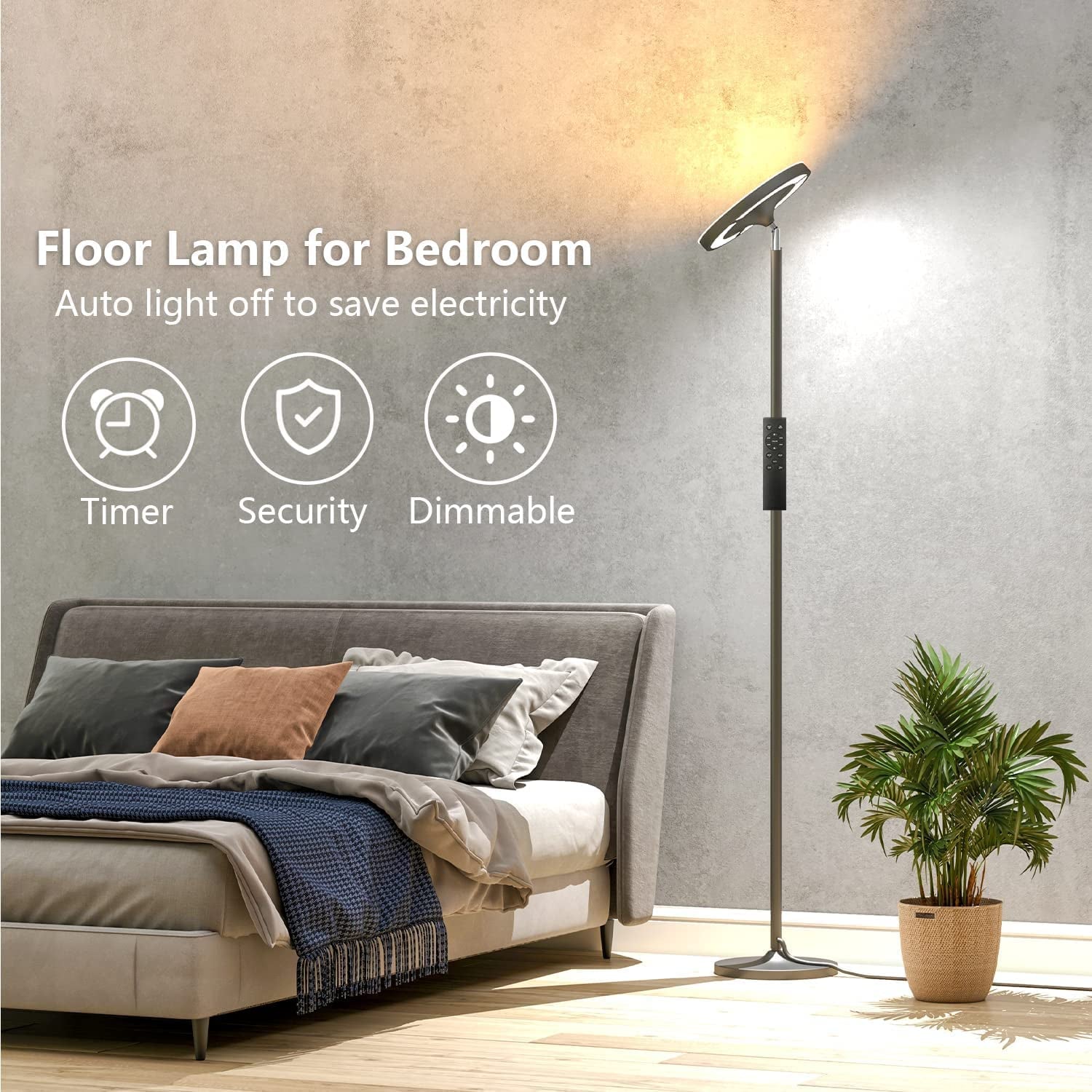 Double Sided Lighting LED Floor Lamp with Remote Smart App 36W 2600LM Bright Tall Standing RGB Floor Lamp Angle Multicolor Dimmable Modern Floor Lamps for Living Room Bedroom Office