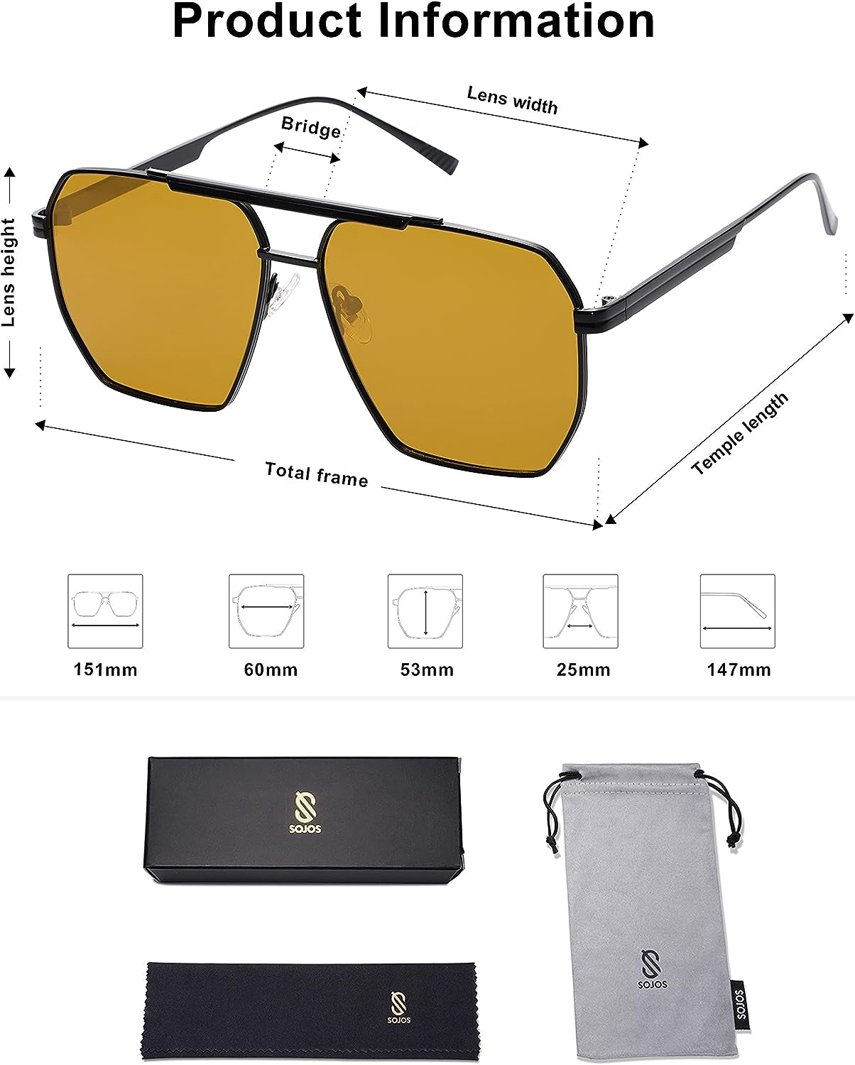 Retro Oversized Square Polarized Sunglasses for Women and Men Vintage Shades UV400 Classic Large Metal Sun Glasses