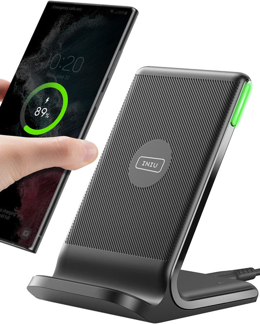 15W Fast Wireless Charging Station with Sleep-Friendly Adaptive Light - Compatible with iPhone 14, 13, 12 Pro, XR, XS, 8 Plus - Samsung Galaxy S23, S22, S21, S20 - Note 20, 10 - Google - LG - and More
