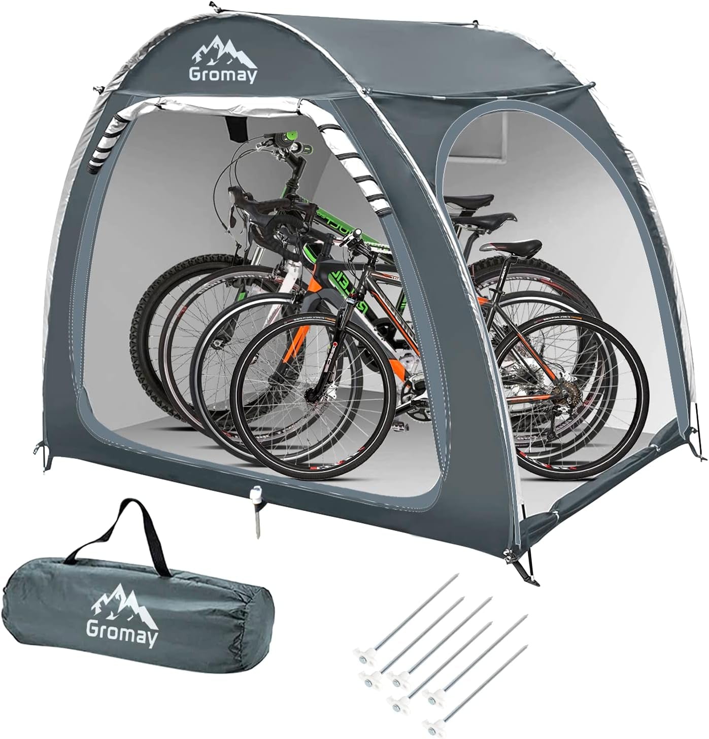 Portable Outdoor Bike Storage Shed Tent with Rain Strip for 4 Bikes, Waterproof Oxford Bike Cover Included