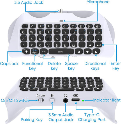 Portable Bluetooth Keyboard Chatpad for PS5, Rechargeable, Grip – Enhance Gaming Experience for PlayStation 5 Controller